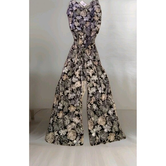 J. Jill Wearever Collection Size 1X Floral Jumpsuit Pockets Flare Legs NEW $149 - Picture 1 of 13